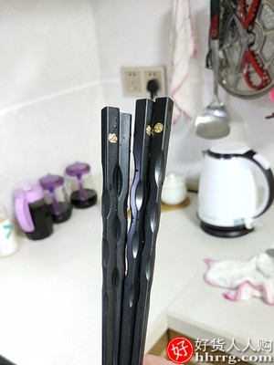 多样屋筷子10双装，家用防滑防霉合金筷子插图3