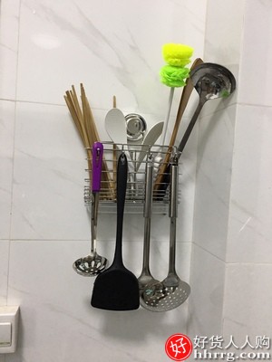 不锈钢厨房壁挂式筷子筒，免打孔收纳盒勺筷笼沥水置物架插图