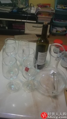 红酒杯套装家用6只，水晶杯葡萄醒酒器欧式玻璃高脚杯酒具