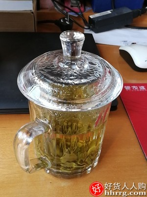 加厚耐热玻璃茶杯带盖茶饮杯盖杯，带把杯子喝水杯泡茶杯插图2