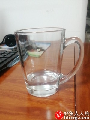 乐美雅玻璃杯家用透明喝水杯，耐热钢化微波牛奶杯带盖插图2