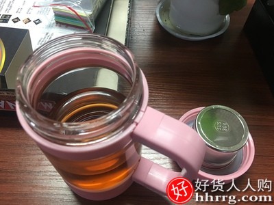 花间道茶水分离泡茶杯，带把盖过滤玻璃喝水杯插图1