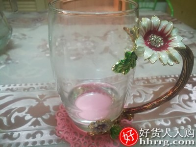 轻奢珐琅彩水杯茶杯，耐高温水晶玻璃杯花茶杯插图1