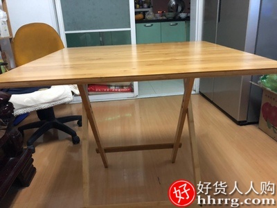 木马人折叠桌子，实木简易便携式小型户外方圆餐桌