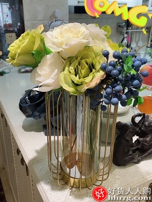 美式玻璃花瓶摆件，仿真干花现代家居软装饰品插图3