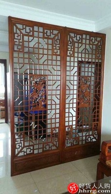 东阳木雕中式仿古花格门窗，隔断屏风实木门雕花门