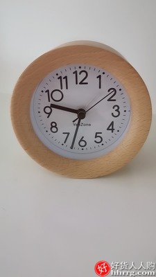北欧风格实木钟表，卧室床头钟学生静音时钟插图2