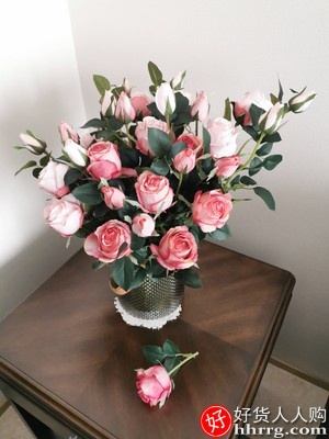 如一花开防真玫瑰花，客厅餐桌装饰插花花束插图2