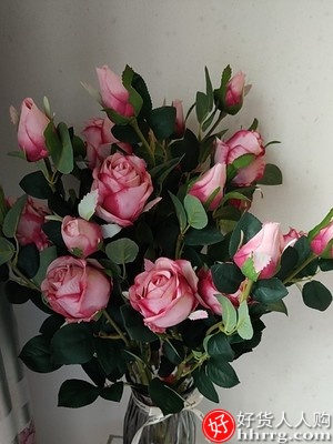 如一花开防真玫瑰花，客厅餐桌装饰插花花束插图3