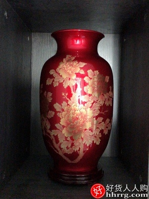 景德镇陶瓷器中国红色花瓶，插花石榴摆件插图4