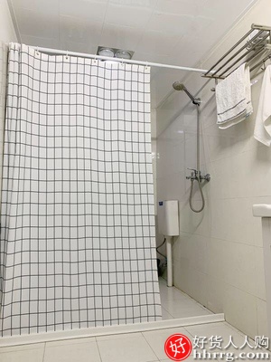 磁性浴帘套装，免打孔防水布浴室淋浴门帘