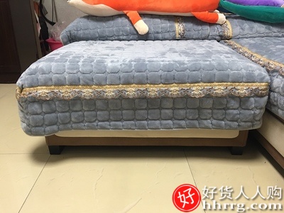 冬季沙发垫，毛绒皮防滑坐垫加厚四季通用一套插图2
