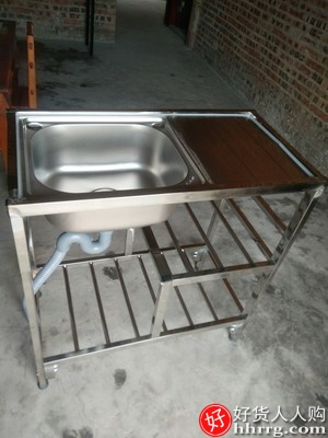 厨房不锈钢水槽单槽洗菜盆支架，洗手洗碗池水池带平台面一体