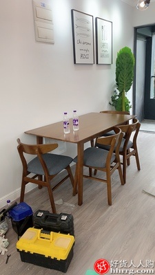 林氏木业北欧餐桌椅组合，实木家用小户型饭桌子插图1