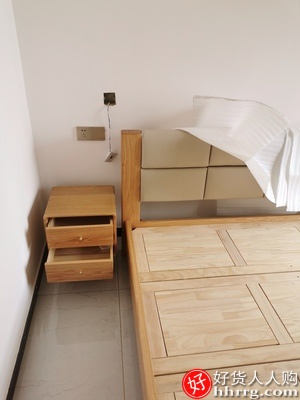 源氏木语全实木床头柜，北欧橡木收纳储物柜