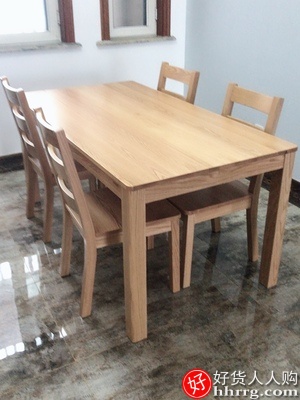 源氏木语实木餐桌，简约橡木饭桌餐桌椅组合插图