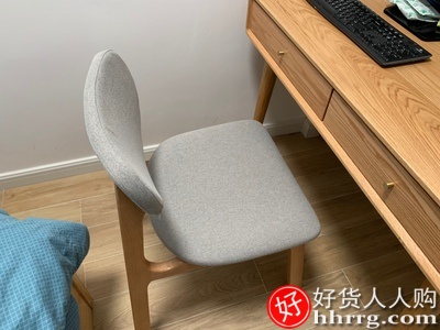 源氏木语实木餐椅，北欧橡木软包靠背书桌椅休闲椅插图2
