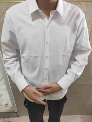 男士长袖白衬衫，半袖休闲短袖衬衣插图1