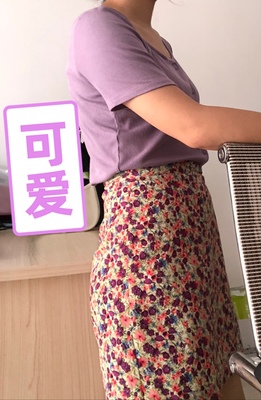 碎花半身裙，紫色雪纺短裙a字裙插图3