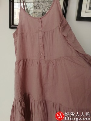 红豆吊带睡裙，夏季纯棉家居服睡衣裙薄款插图3