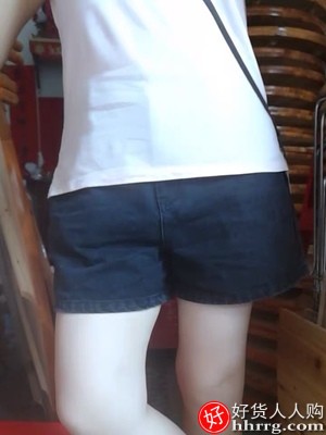 逸阳牛仔短裤女，高腰显瘦宽松a字版型三分大码插图1