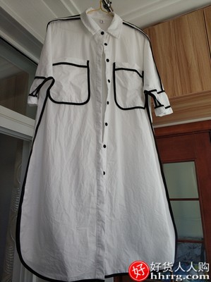 白色长款衬衫连衣裙，小个子气质简约白色polo裙插图1