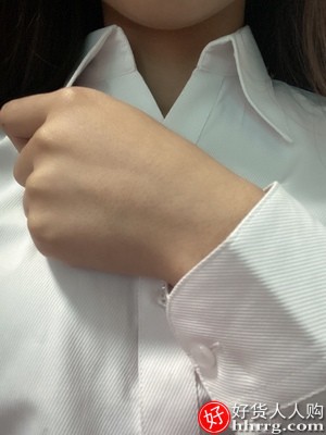 秋冬长袖方领女式衬衫，白色职业衬衣插图1