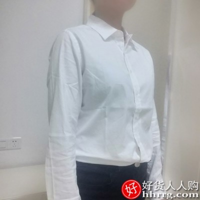 秋冬长袖方领女式衬衫，白色职业衬衣插图2