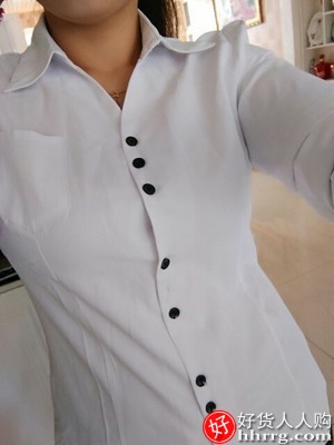 加绒白女士衬衫，职业长袖纯棉上衣插图2