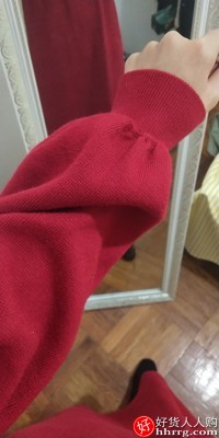 大码胖mm长袖红色连衣裙，减龄显瘦小香风长裙插图5