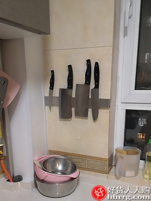 希朗磁铁刀架，厨房壁挂式免打孔磁性刀具收纳置物架插图3