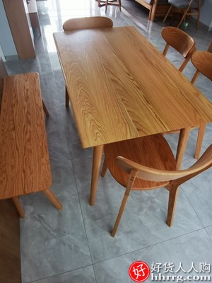 维莎日式原木色实木餐桌，简约长方形橡木餐桌椅组合插图1