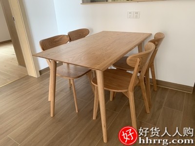维莎日式原木色实木餐桌，简约长方形橡木餐桌椅组合插图3
