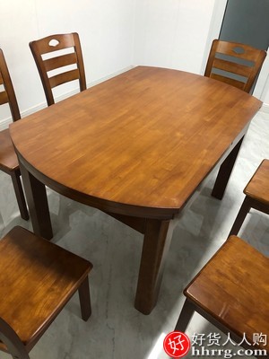 全实木餐桌折叠饭桌，家用餐桌椅组合可伸缩圆桌插图5