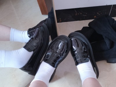 黑色软妹女式皮鞋，英伦风平底复古日系jk制服单鞋插图3