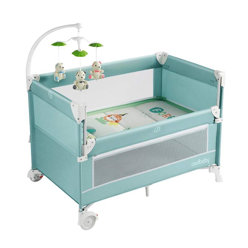 coolbaby折叠婴儿床962nc-1，便携式多功能摇篮宝宝床