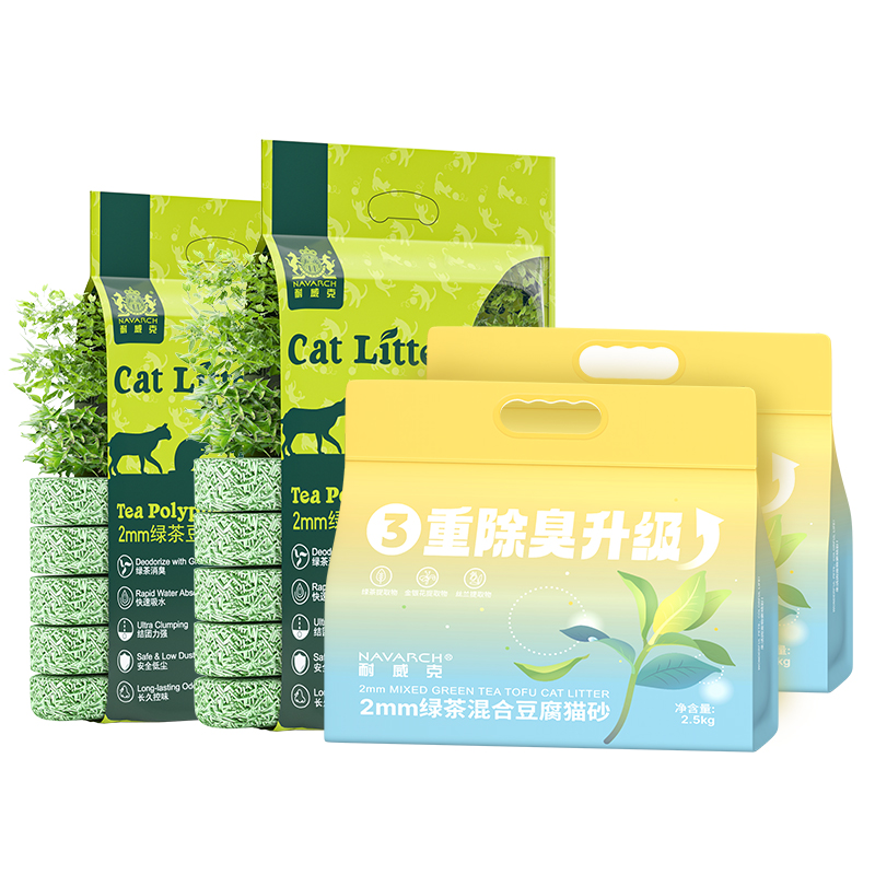 耐威克绿茶豆腐除臭无尘4大袋猫砂