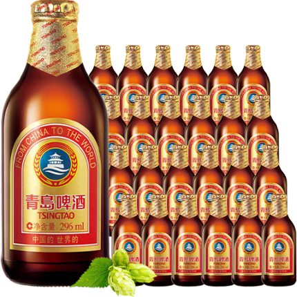 青岛啤酒（TsingTao） 金质小棕金 低温酿造 296ml*24瓶 整箱装
