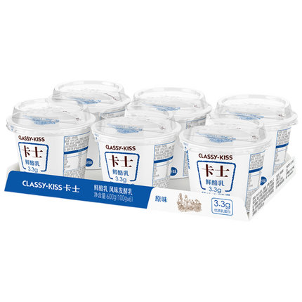 卡士3.3g原味鲜酪乳100g*6杯 CLASSY.KISS 1.08kg*2瓶