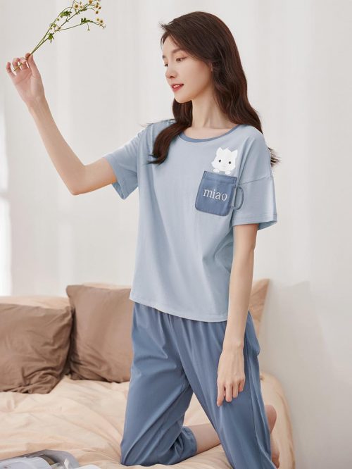 顶瓜瓜 商场同款 女士纯棉短袖宽松睡裙/短袖/七分袖睡衣家居服套装 多款