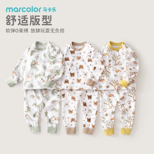 马卡乐 MARCOLOR 婴幼儿秋衣秋裤纯棉内衣套装*2套(80~130码)-1 马卡乐 MARCOLOR 婴幼儿秋衣秋裤纯棉内衣套装*2套(80~130码)-1