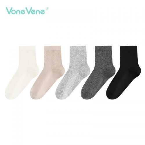 vonevene 往往 男女精梳棉3A抗菌纯色中长筒袜 5双-1 vonevene 往往 男女精梳棉3A抗菌纯色中长筒袜 5双-1