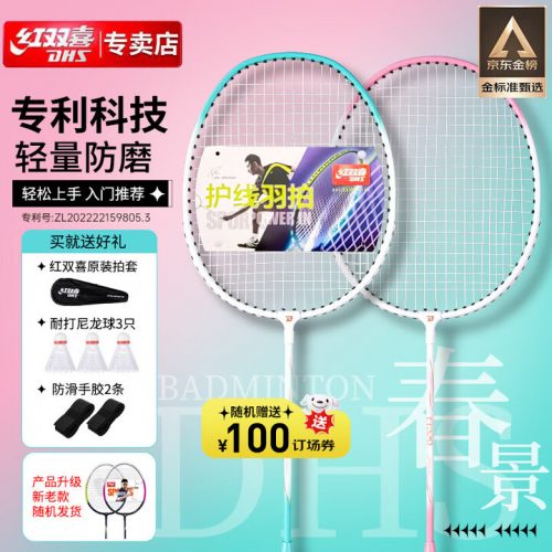 DHS 红双喜 羽毛球拍 2支对拍套装